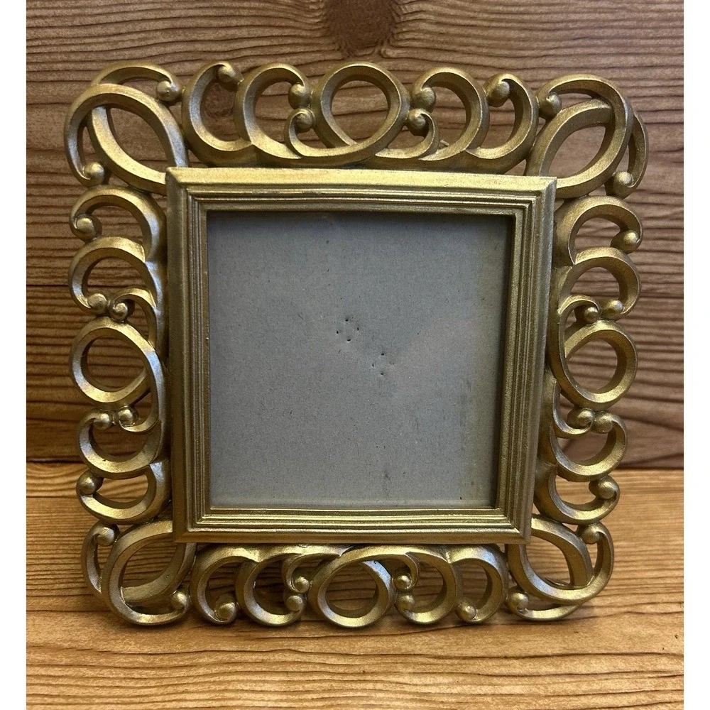 Drexel Heritage Gold Tone Swirl Edges Regency Picture Photo Frame Easel Back